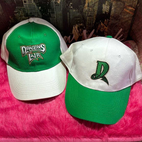 Dragons Other - 2 Dayton Dragons Lair Hat MiLB Adjustable Strap Green White Embroidered